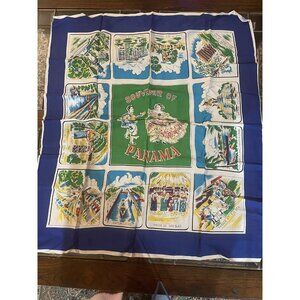“Panama Souvenir” Scarf from 1950’s Surrounded By Scenes-Dancers Center